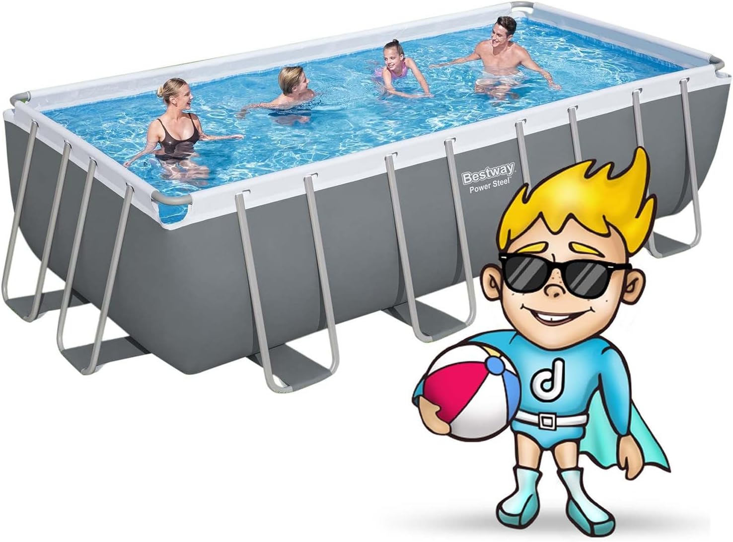 Bestway Juego de Piscina Rectangular de 16' x 8' x 48