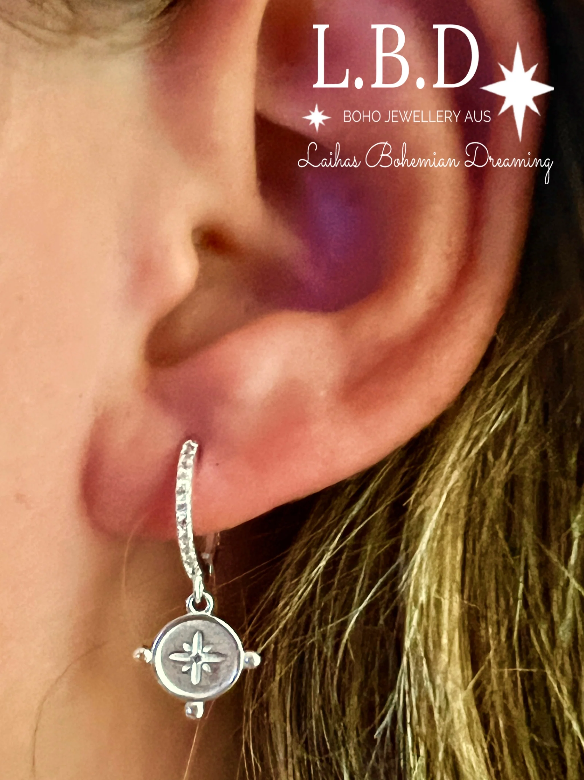 Laihas Starlit Celestial Sterling Silver Hoop Earrings