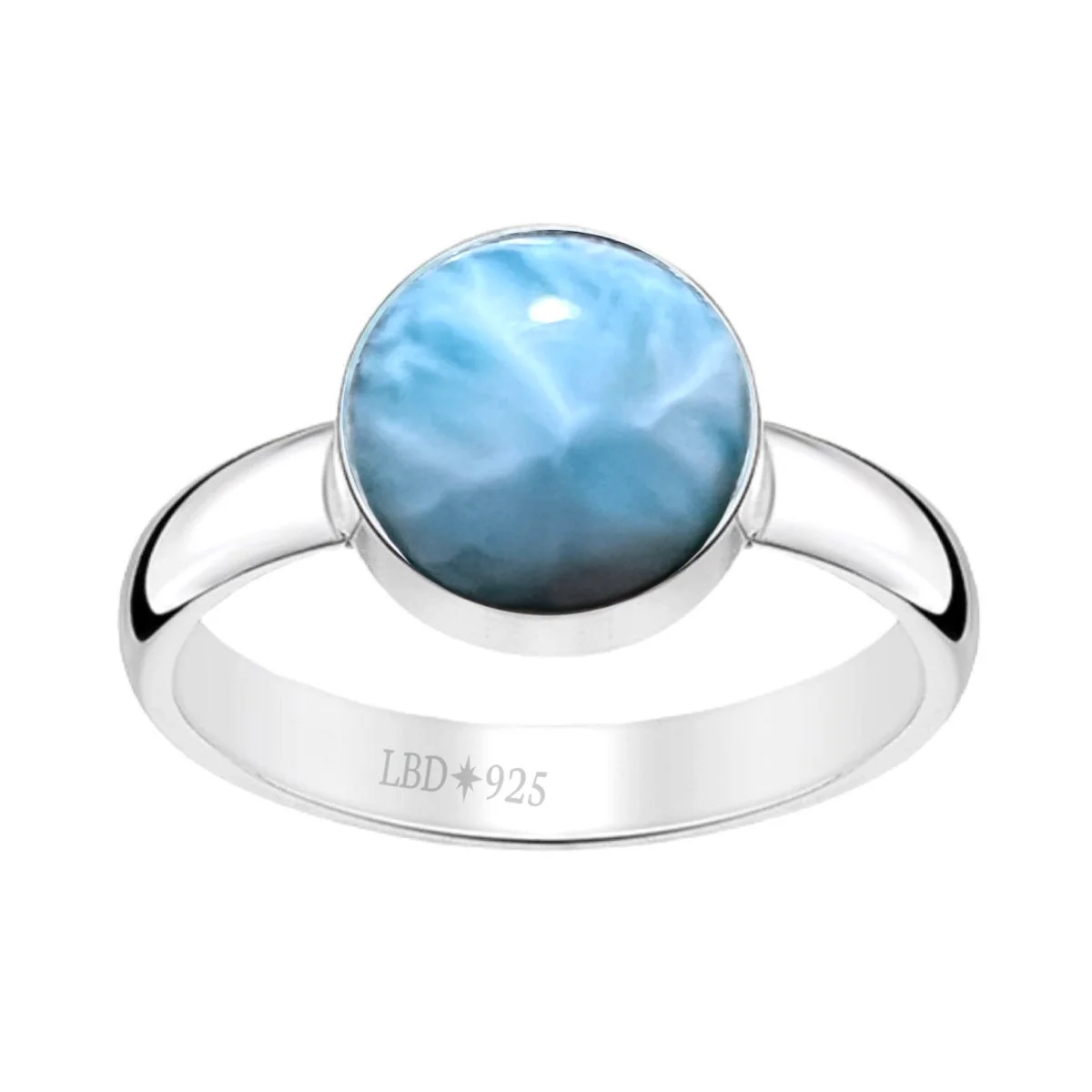Laihas Casual Summer Larimar Ring- 10mm Round