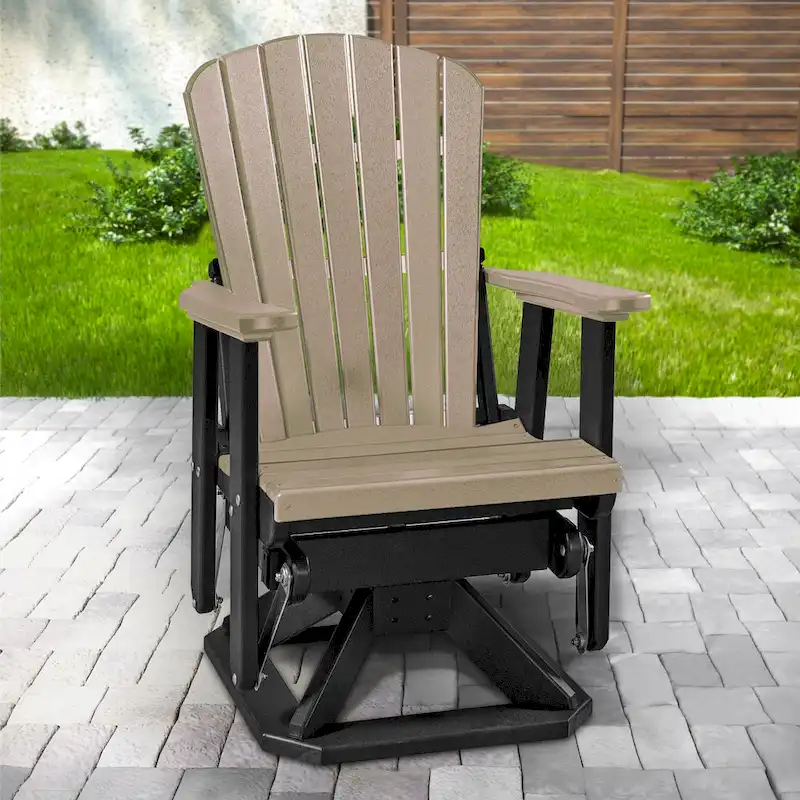 OS Home and Office Model Fan Back Swivel Glider in Weatherwood with a black base