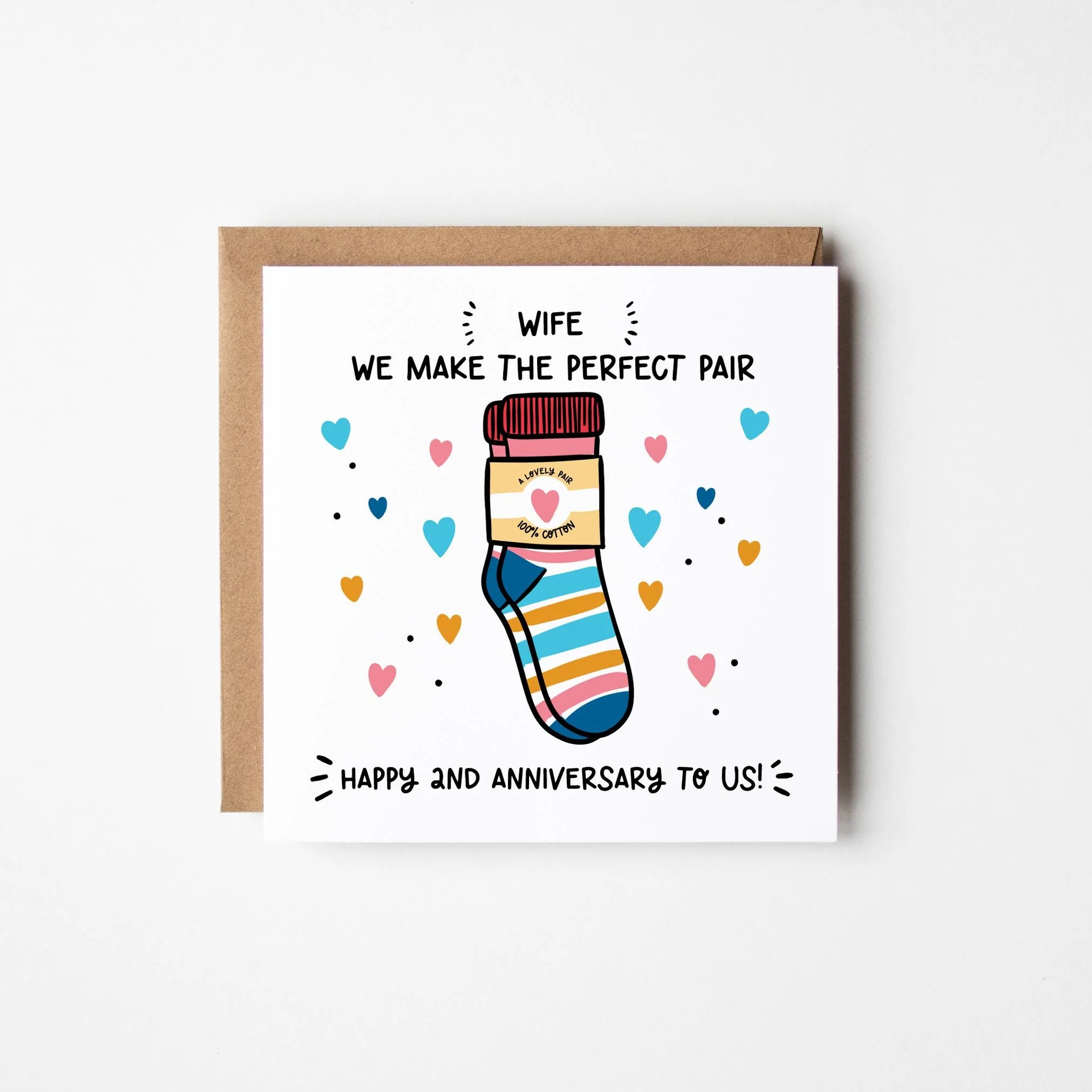 Wife 2nd Anniversary Card ? Personalised Happy 2nd Anniversary Wife Card ? 2nd Anniversary Card For Her ? Cotton Anniversary