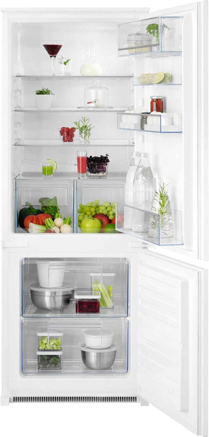 AEG Einbau-Kühl-Gefrierkombination 144.6x56 cm, Serie 5000 ColdSense – Sensoren schützen Frische, 160 L Kühlen & 57 Liter Gefrieren, LowFrost – weniger Eisbildung, LED, Schlepptür, D, TSC5S141DS