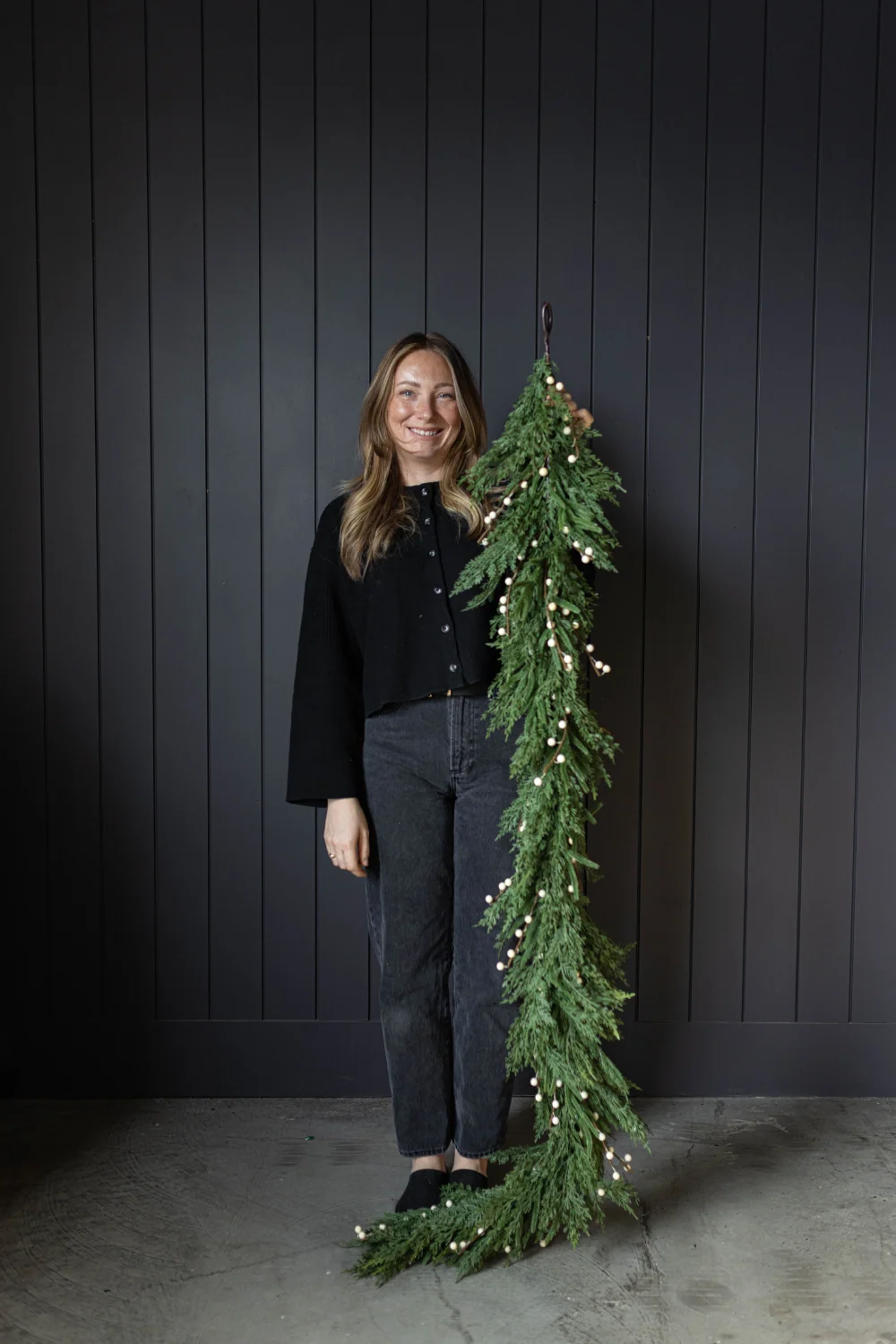 White Plum Berry Norfolk Cypress Real Touch Garland - 6 Ft