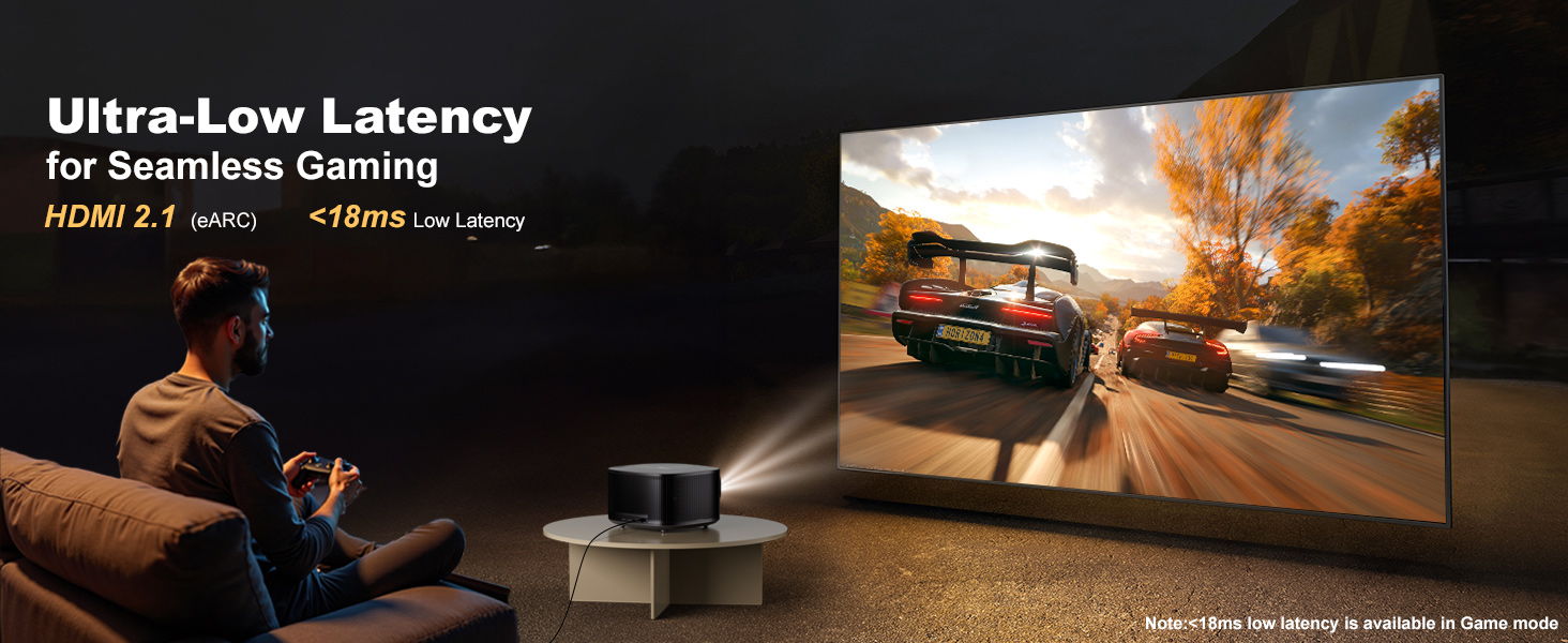 Projector ONO5Pro_Gaming Projector with Ultra-Low Latency Game Mode_Gaming on a Giant Screen