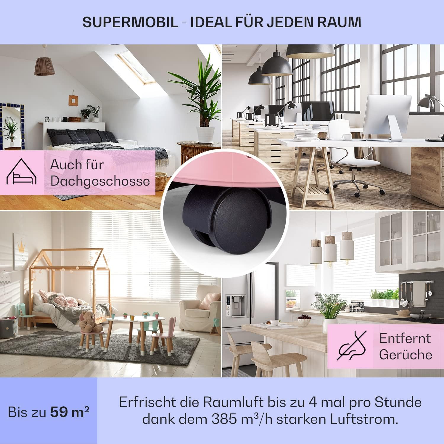 Klarstein Mobile Klimaanlage mit Abluftschlauch, 5-in-1 Klimagerät, Ventilator, Luftentfeuchter, Luftreiniger & Nachtmodus, App-Steuerung, Kleine & Portable für Wohnung & Büro, 12000 BTU
