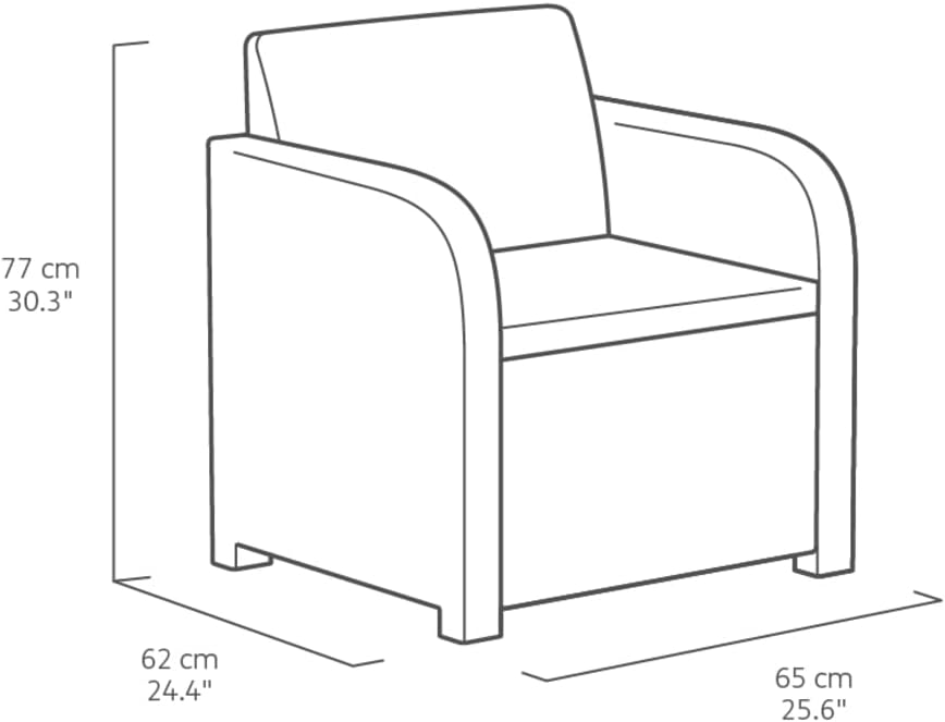 Allibert by Keter Modena Gartenmöbel Set aus Kunststoff, inkl. Sitzkissen, grau, 4-teilig, 2 Sessel, Sofa & Tisch, für Garten, Balkon & Terrasse, Flache Rattanoptik