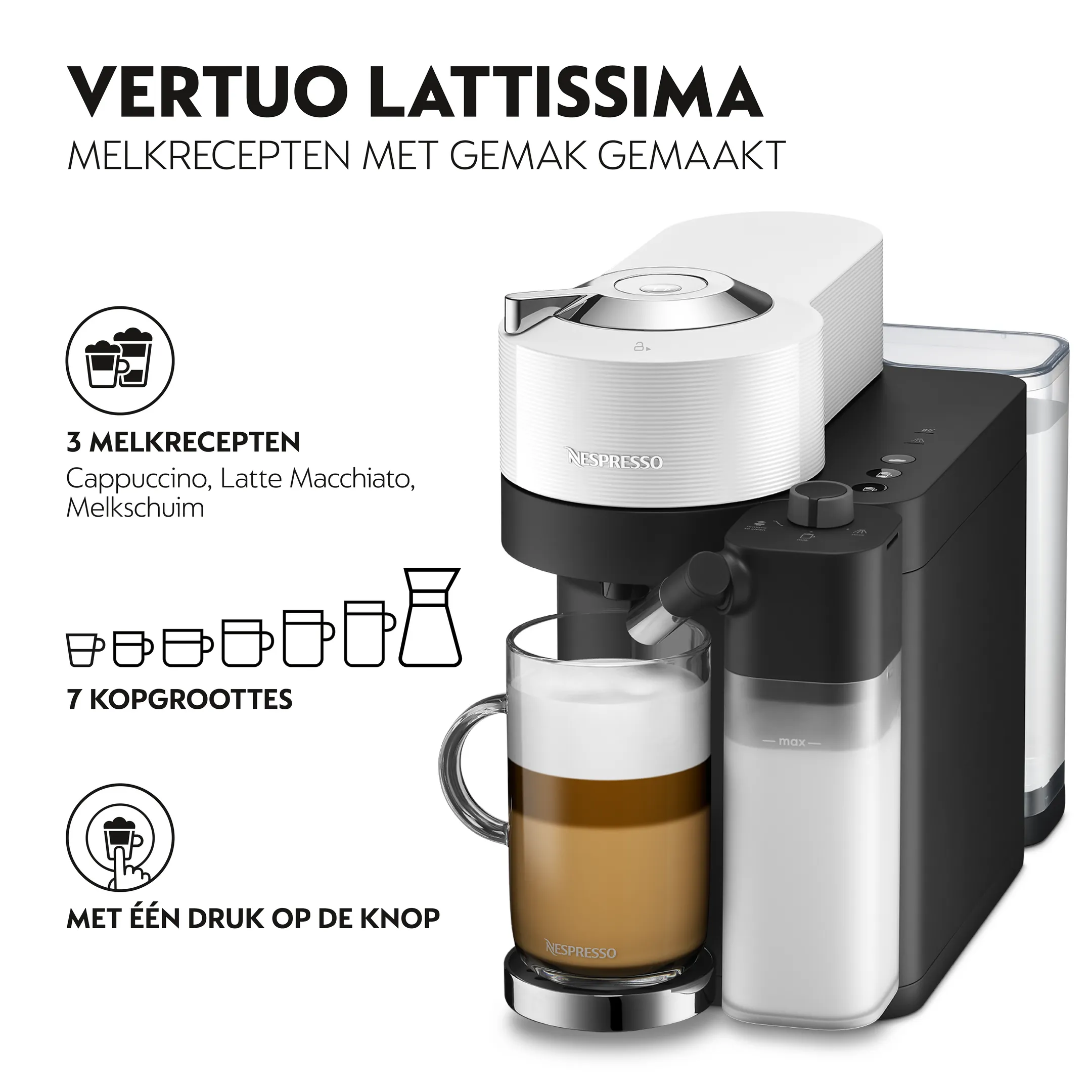 De'Longhi Nespresso Koffiemachine Vertuo Lattissima White