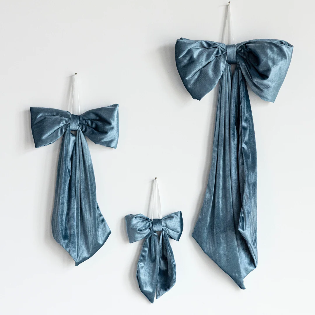 Dusty Blue Velvet Holiday Bows