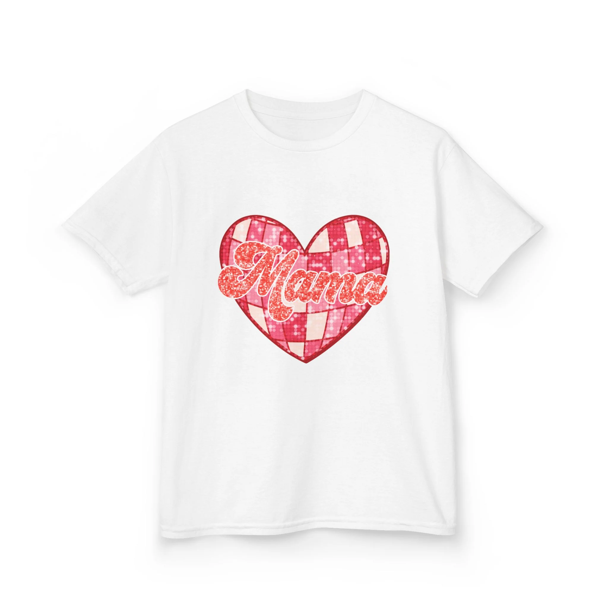 Mama heart patch Tee | pink checkered heart with Mama script