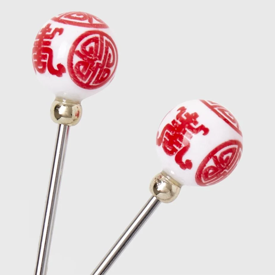 Chinoiserie Cocktail Picks, Red