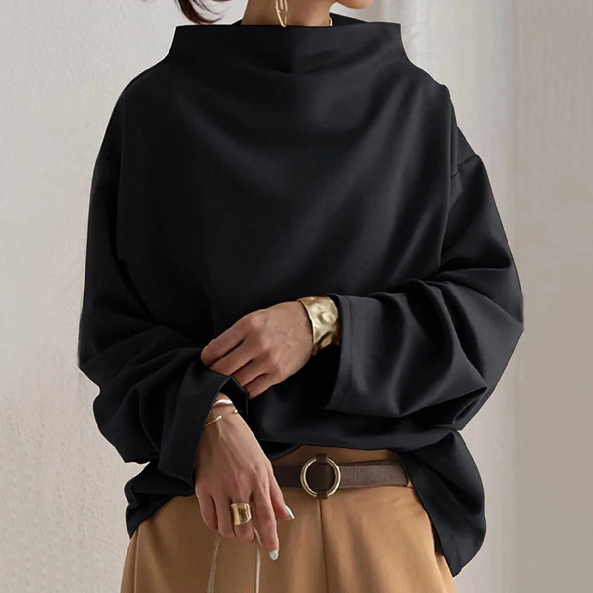 Women��s High Neck Top Effortless Elegance Style