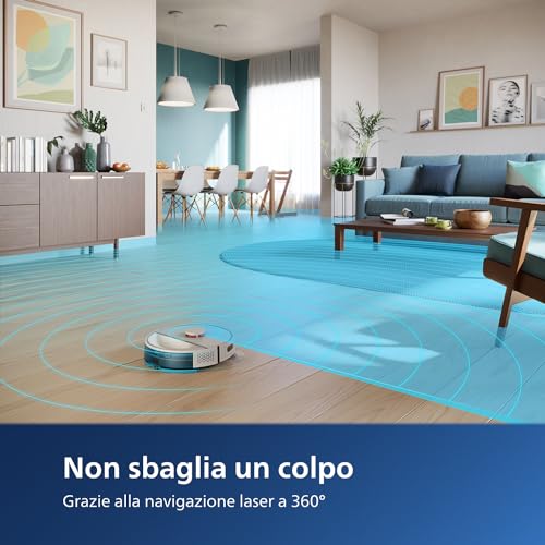 PHILIPS HomeRun Serie 3000 Robot Aspirapolvere e Lavapavimenti con Mappatura, Alta Potenza Asp.ne 4000 Pa, navigazione laser, 200 min funzionamento, per Tappeti e Peli di Animali, App WiFi, XU3000/02 : Casa e cucina