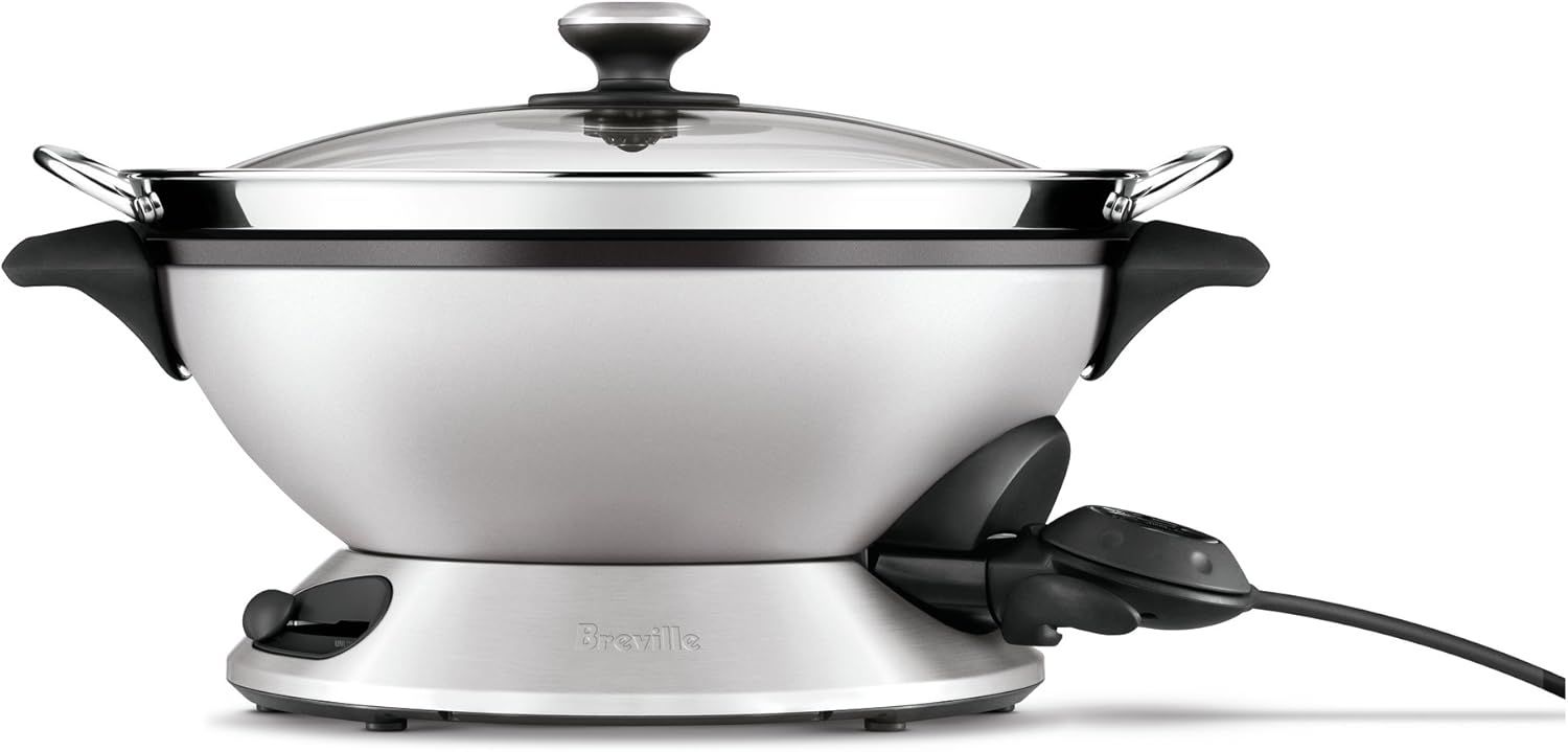 Breville Electric Wok & Steamer, Stainless Steel, Model BEW820BSS