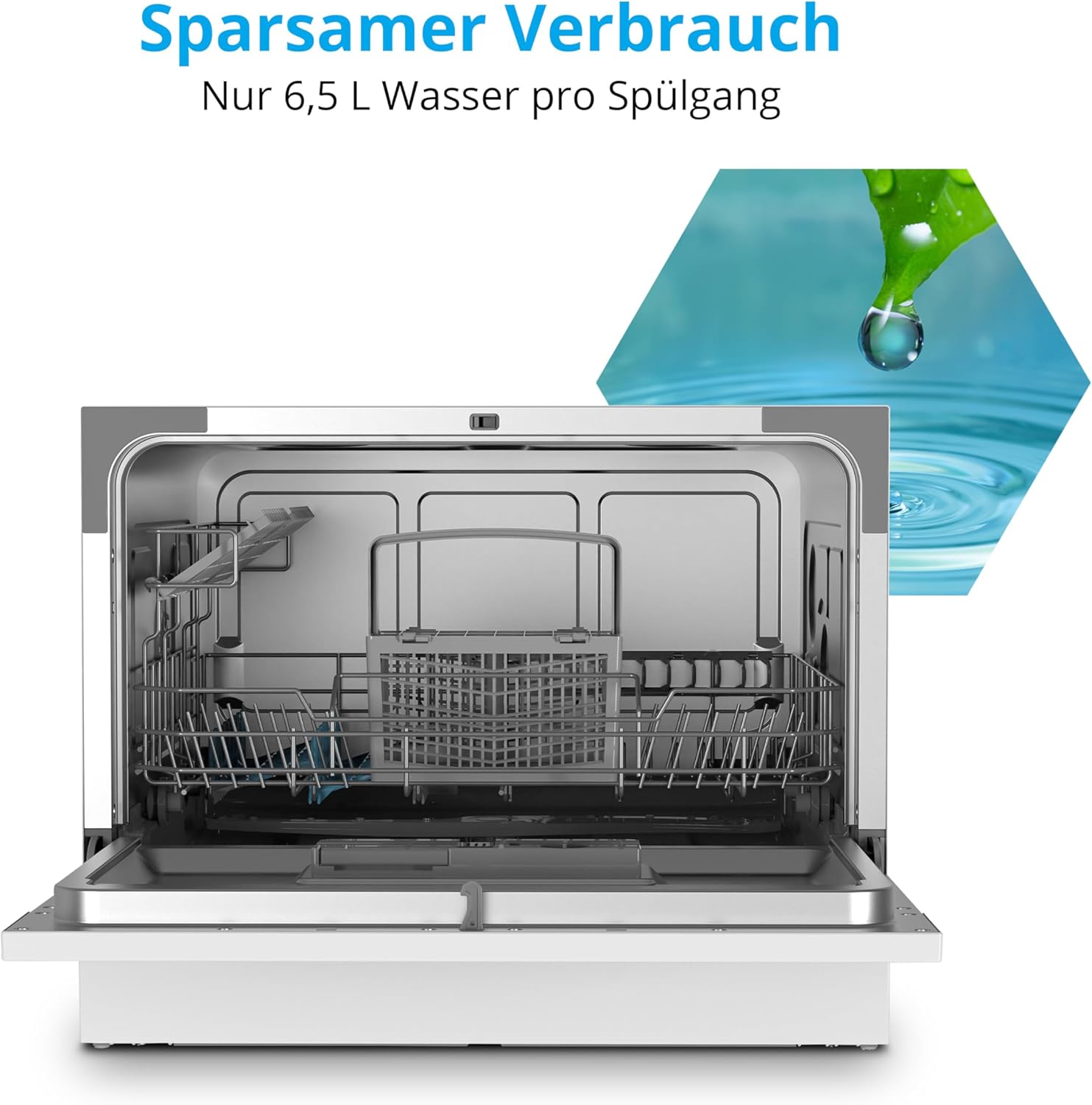 MEDION Tischgeschirrspüler DWT60 (6 Gedecke Fassungsvermögen, 7 Programme, ECO Programm, ca. 6,5 Liter Verbrauch, AquaStop, LED Display, Kindersicherung, MD37496) silber