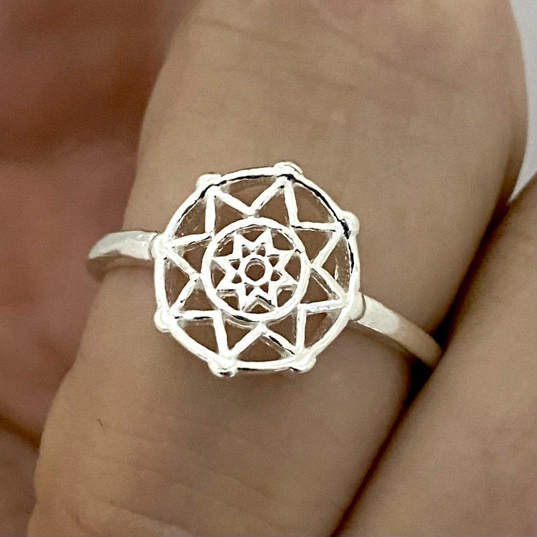 Laihas Small Mandala Sterling Silver Boho Ring Ass sizes