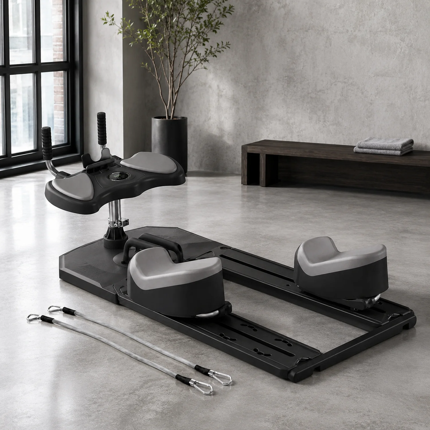 Foldable Pilates Reformer Home Gym with 360° Glide, Resistance Bands, LCD Timer and Phone Holder, 330 lb Capacity, Black