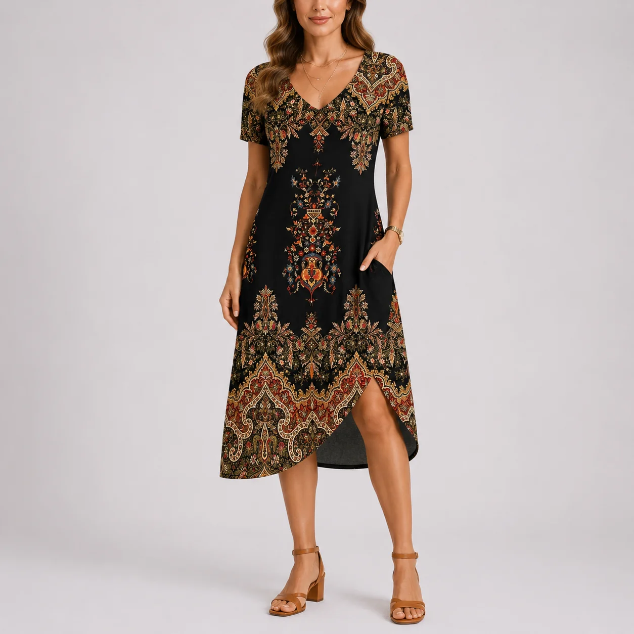 Womena??s Maxi Dress V-Neck Casual Summer Style
