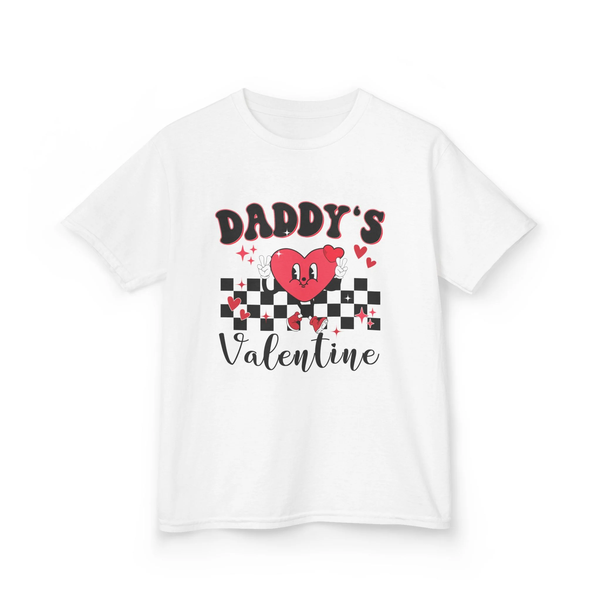 Daddy's Valentine Kids Tee | Heart Checkerboard Valentine's Day