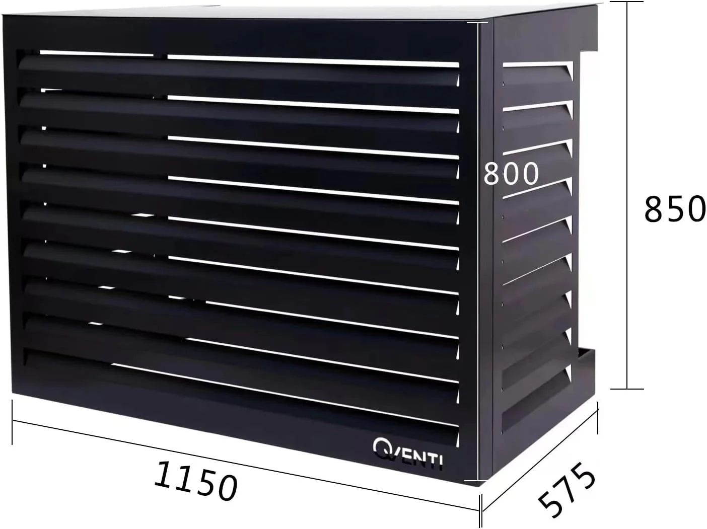 Qventi Abdeckung für Klimaanlage - Anthrazit/Grau - Aluminium - Schutzgitter - Verkleidung - Einfache Montage - Größe S - Außenmaße (LxBxH): 100 x 50 x 75 cm