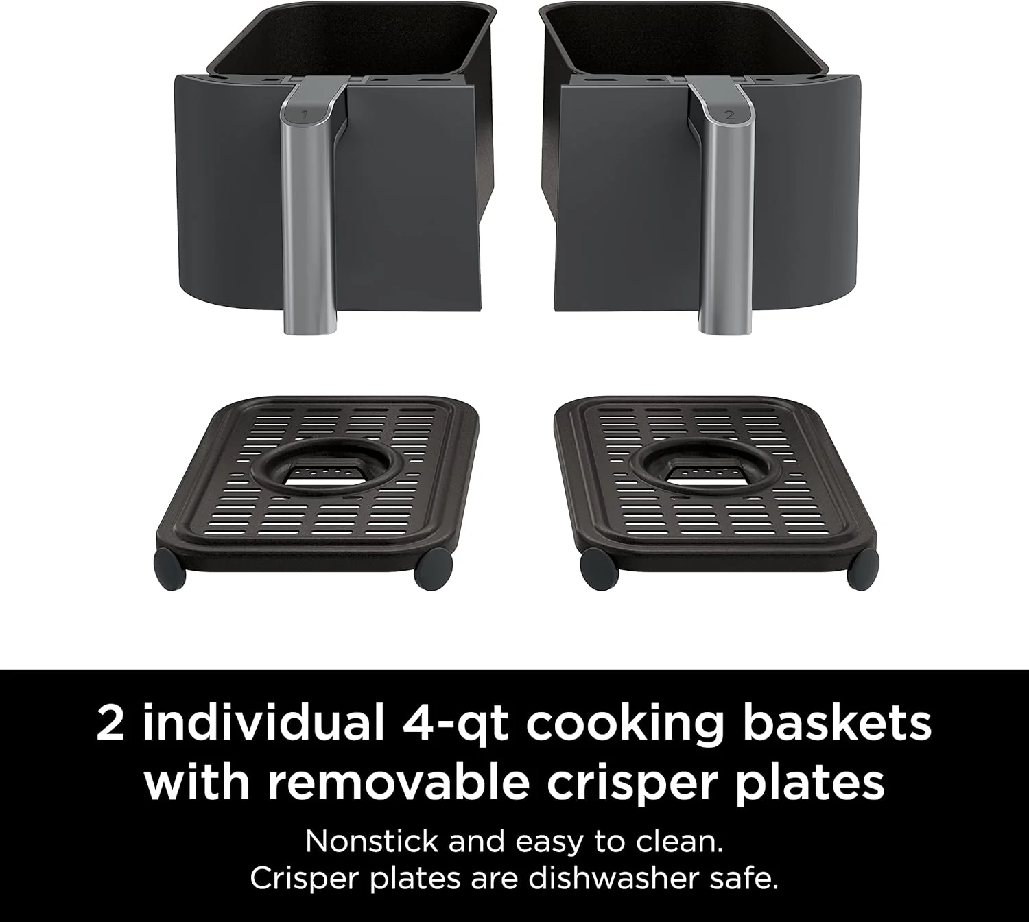 Ninja Foodi 10QT 6-in-1 DualZone Smart XL Air Fryer, 2 Independent 5QT Baskets, Smart Cook Thermometer, Match Cook, Smart Finish, Air Fry, Roast, Bake, Dehydrate, Reheat, Grey, DZ550