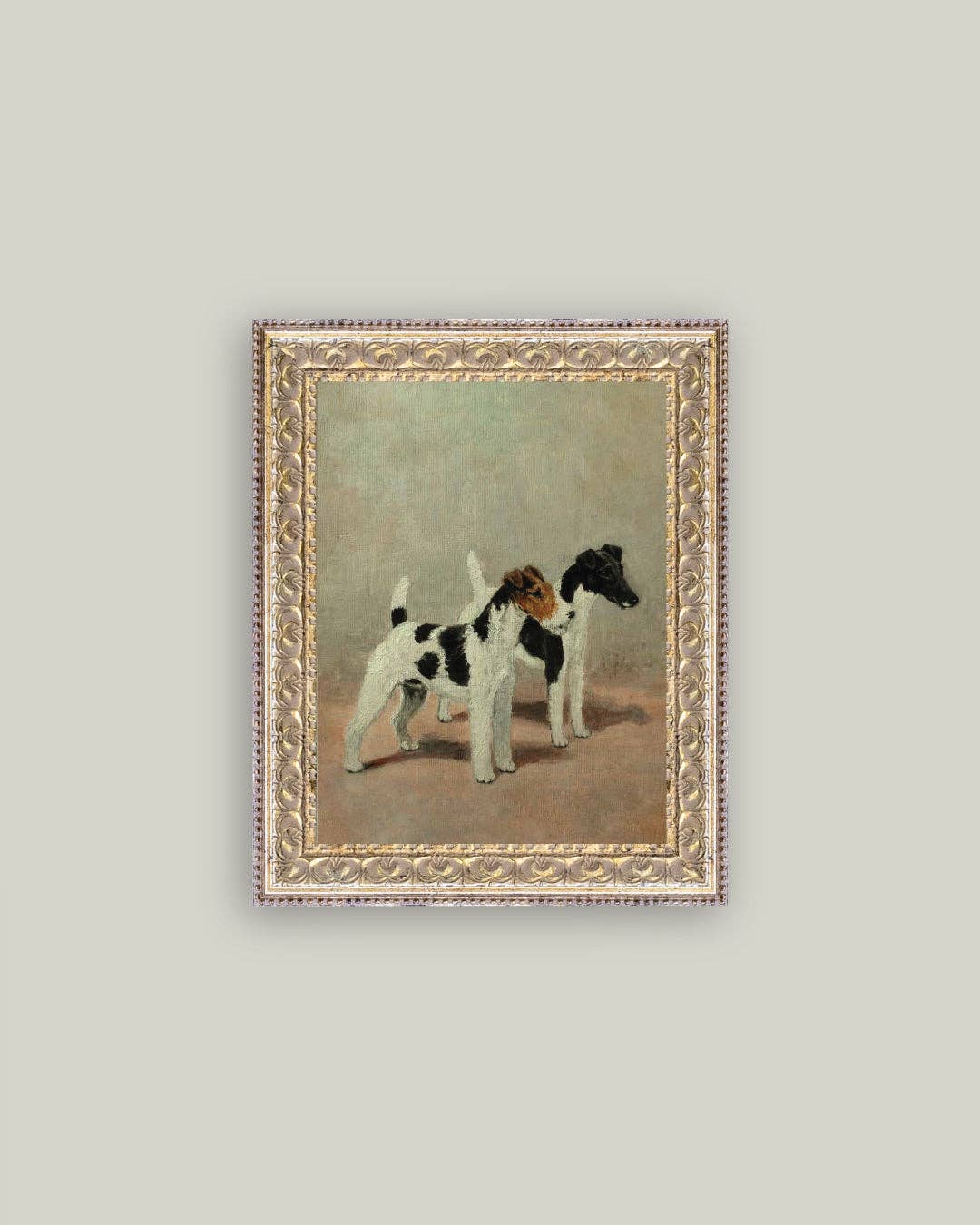 Two Fox Terriers Framed Antique Inspired Art