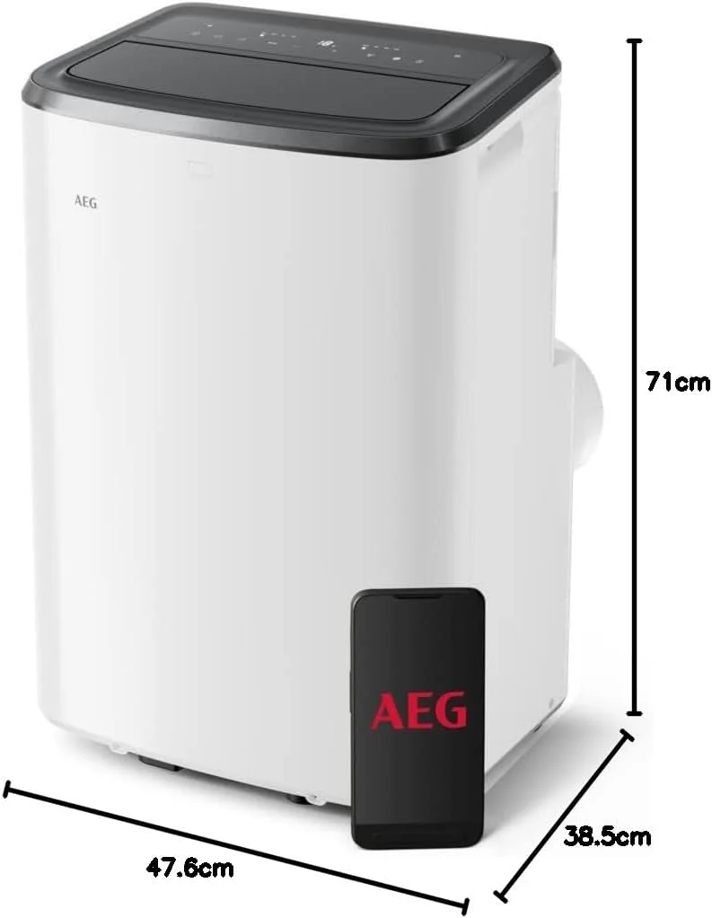 AEG Chillflex Pro AXP26U338CW mobile Klimaanlage / LED Display / Touch-Buttons / Fernbedienung / 30-40 m² / Kühlfunktion / Ventilator / Entfeuchtungsfunktion / Automatik / weiß/silber/schwarz