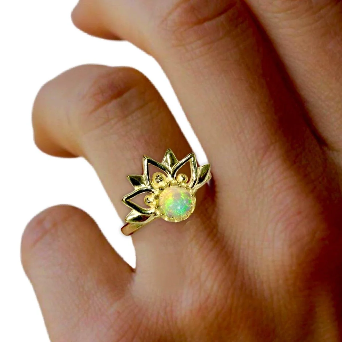 Laihas Boho Inflorescence Gold Opal Ring