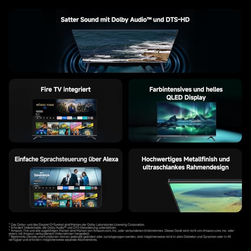 Xiaomi TV F Pro 32, 32 pollici (81 cm), QLED, Smart TV, Fire OS7, Triple Tuner DVB-C/S/S2/T/T2, Dolby Audio™, DTS Virtual:X, DTS-HD, Controllo vocale con Alexa, Compatibile con Apple AirPlay