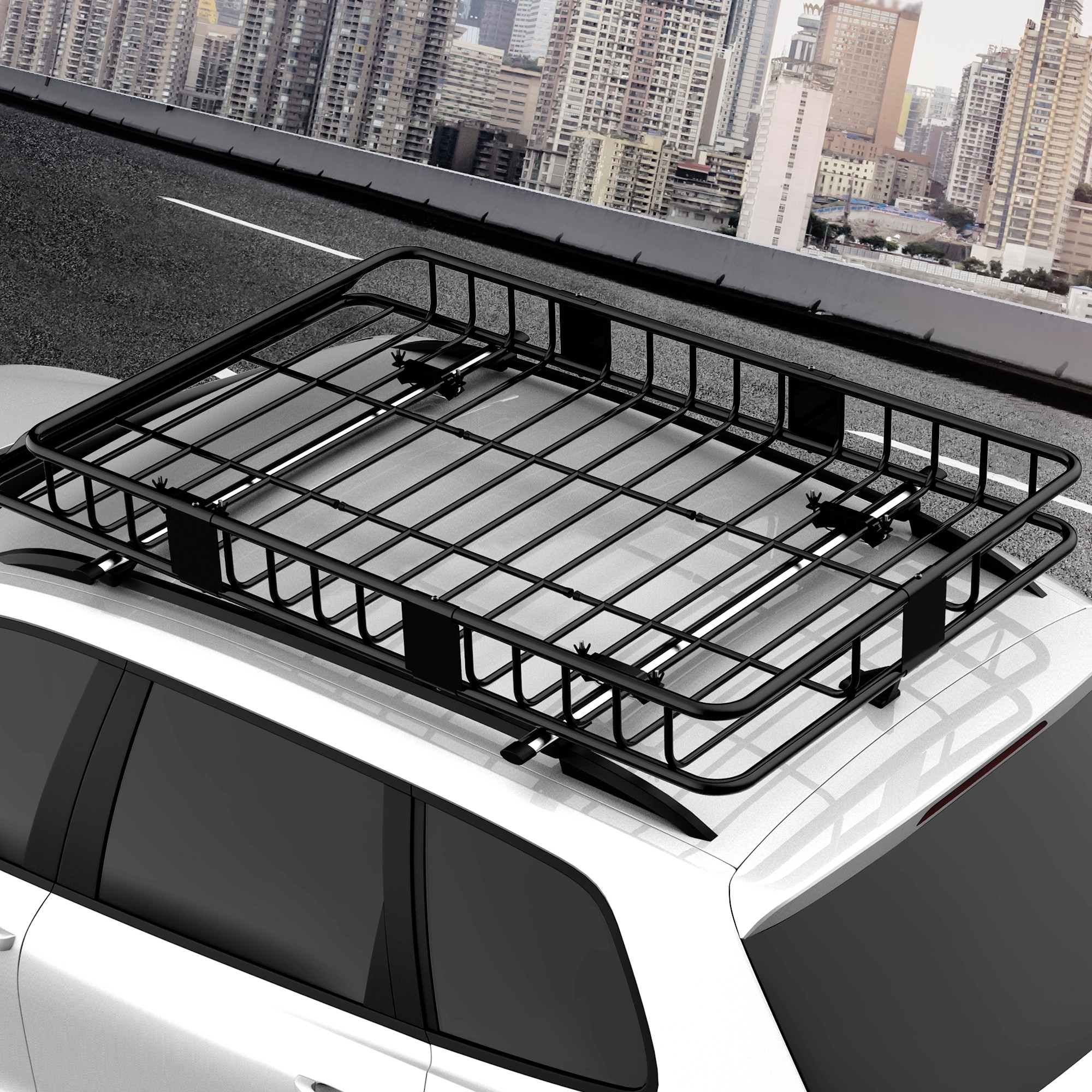 Universele dakkoffer autodakdrager dakbagagerek bagagemand bagagerek plank metaal zwart 162 x 99 x 16 cm | Aosom.de