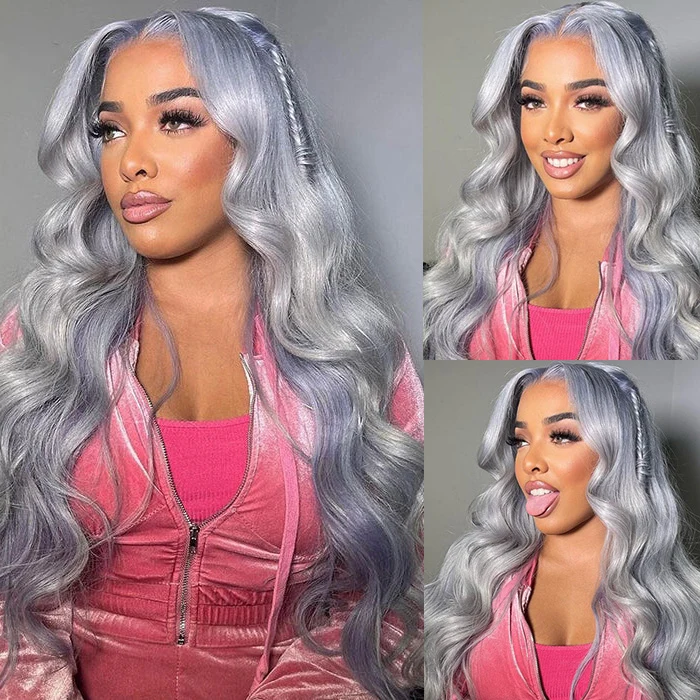 Grey Color Body Wave 13x4 HD Lace Front Wigs Colored Human Hair Wigs With Baby Hair