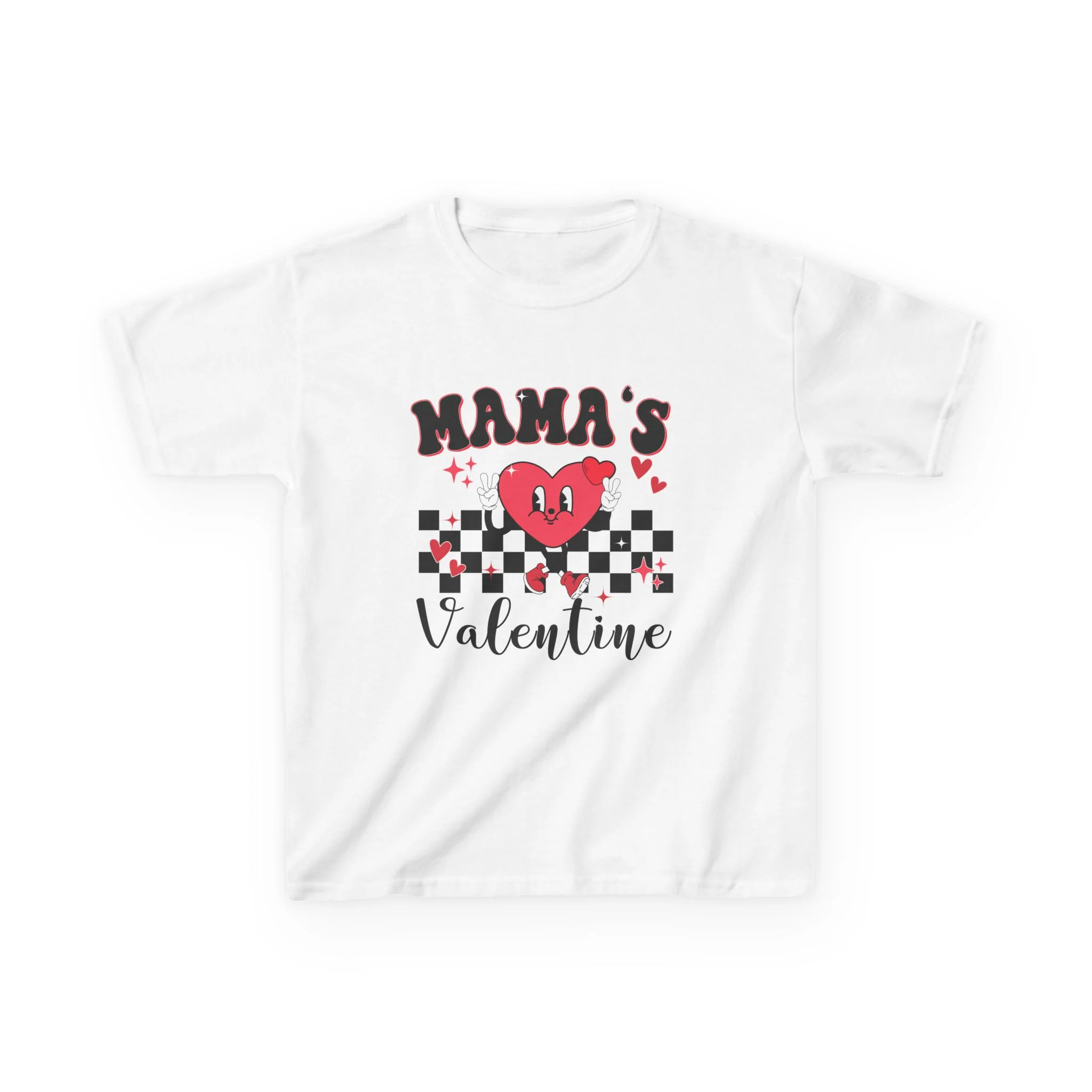 Mama's Valentine Kids Tee | Heart Checkerboard Valentine Shirt