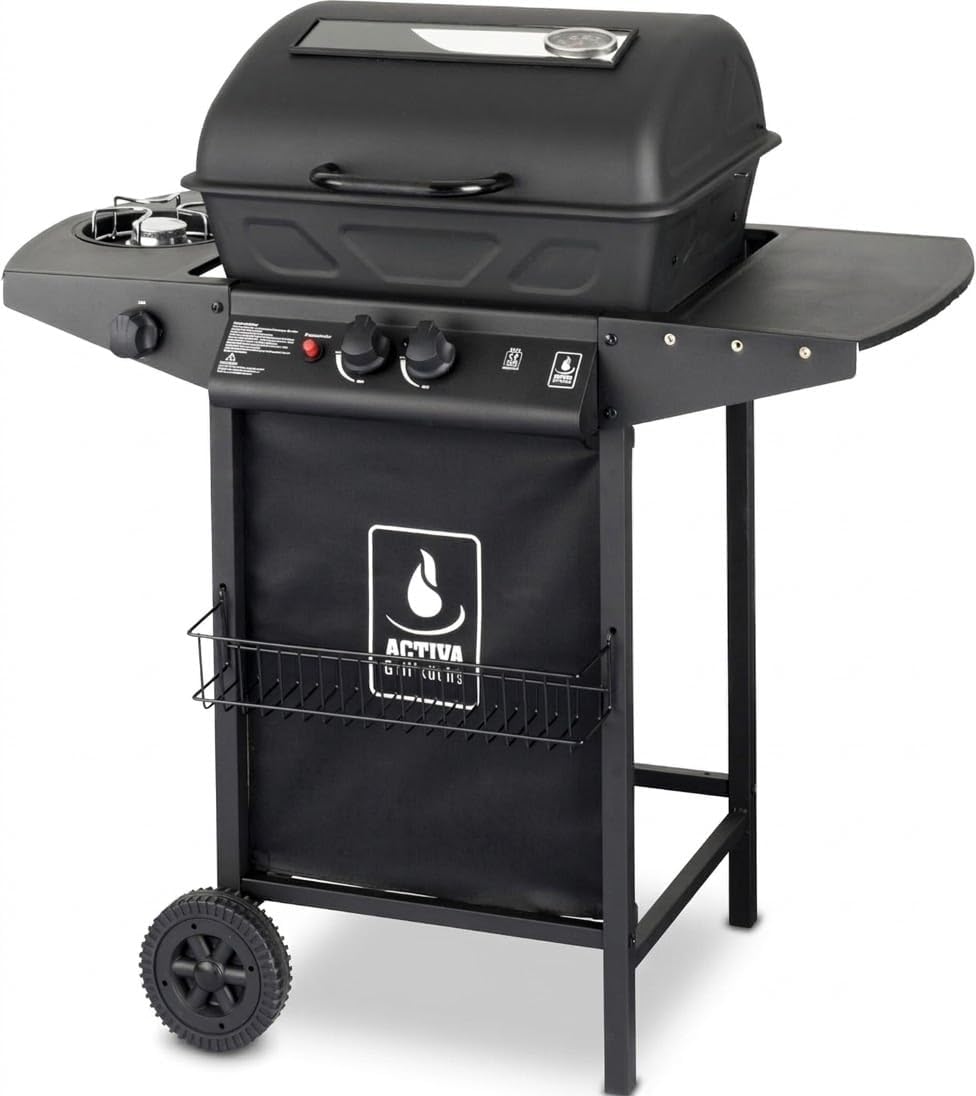 ACTIVA Halifax Lavastein Gasgrill I Premium Gas Grill inkl. Lavasteine & Abdeckhaube I Stufenlos regelbarer 5,5kW Hauptbrenner für gelungenes Barbecue