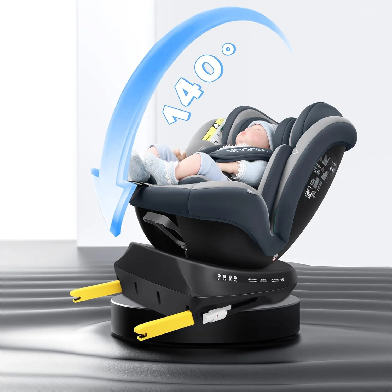 Reecle 360 Drehbar i-Size Kindersitz mit ISOFIX 40-150 cm (0-36 kg) Reboarder, ab Geburt -12 Jahre, ECE R129