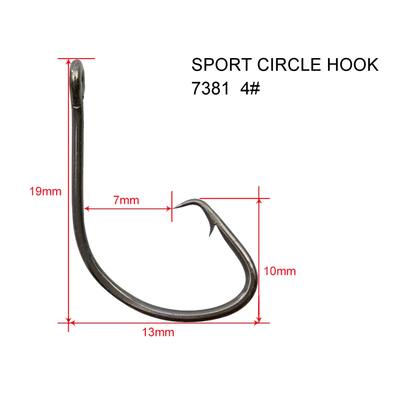 100XSize#4 Chemically Sharpened Sport Circle Hooks Fishing Tackle