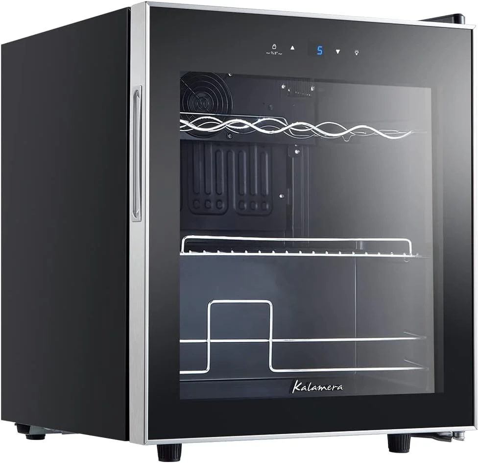 Kalamera Getränkekühlschrank, Bierkühlschrank mit Touch-Bedienfeld, 3-18°C Kühlzone, Flaschenkühlschrank 86 Liter, Blaue LED-Innenbeleuchtung, 41 dB, KRC-86GE