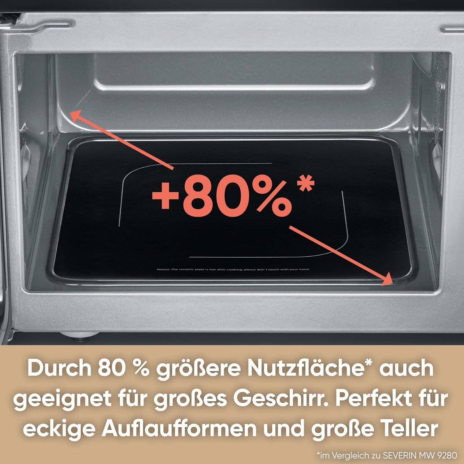 Severin 3-in-1 Mikrowelle mit Glasboden, Flatbed (flacher Hohlraum für große Speisen), Grill und Heißluftfunktion, Mikrowelle mit großer Nutzfläche für eckiges Geschirr, schwarz, Edelstahl, MW 7777
