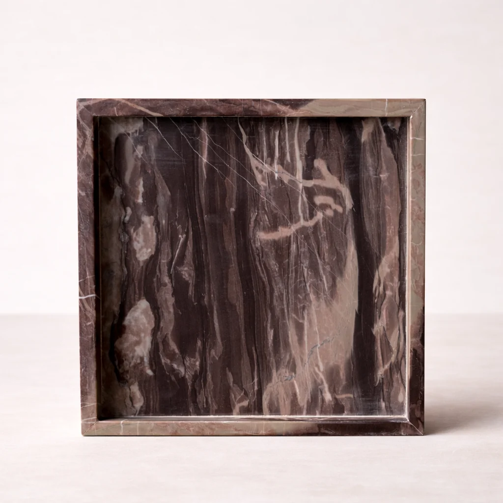 Maroon Marble Square Marble Tray