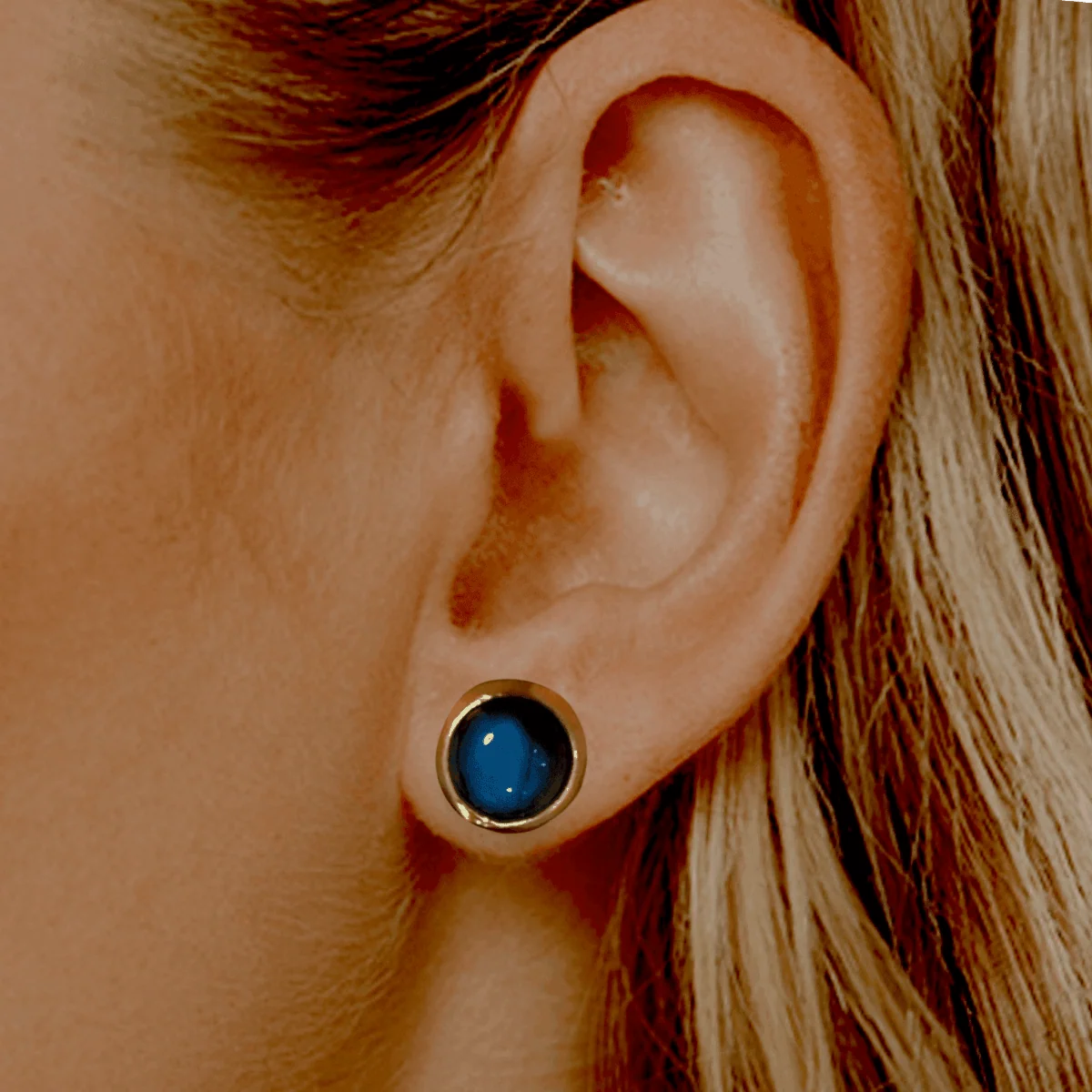 Laihas Classic Chic Round Gold Labradorite Stud Earrings