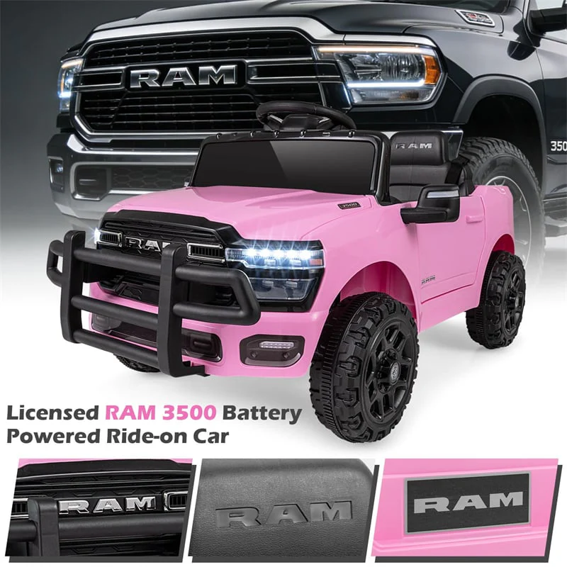 12V Kids Ride-On Truck Car Licensed RAM 3500 Electric Vehicle with Remote Control, Soft Start & LED Lights, Ride On Toy for Boys Girls Aged 3+