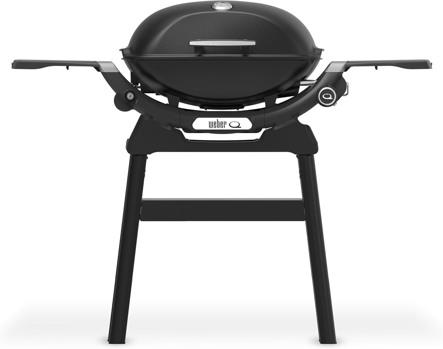 Weber Q 2200N Gasgrill mit Seitentischen & kompakten Stand/Grill für Terrassen und Balkone mit Hochleistungsbrennern, porzellanemaillierten Gussrosten und elektronischer Zündung, Mitternachtsschwarz