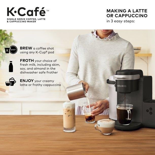 Keurig K Cafe Single Serve K Cup Coffee, Latte and Cappuccino Maker, Charcoal