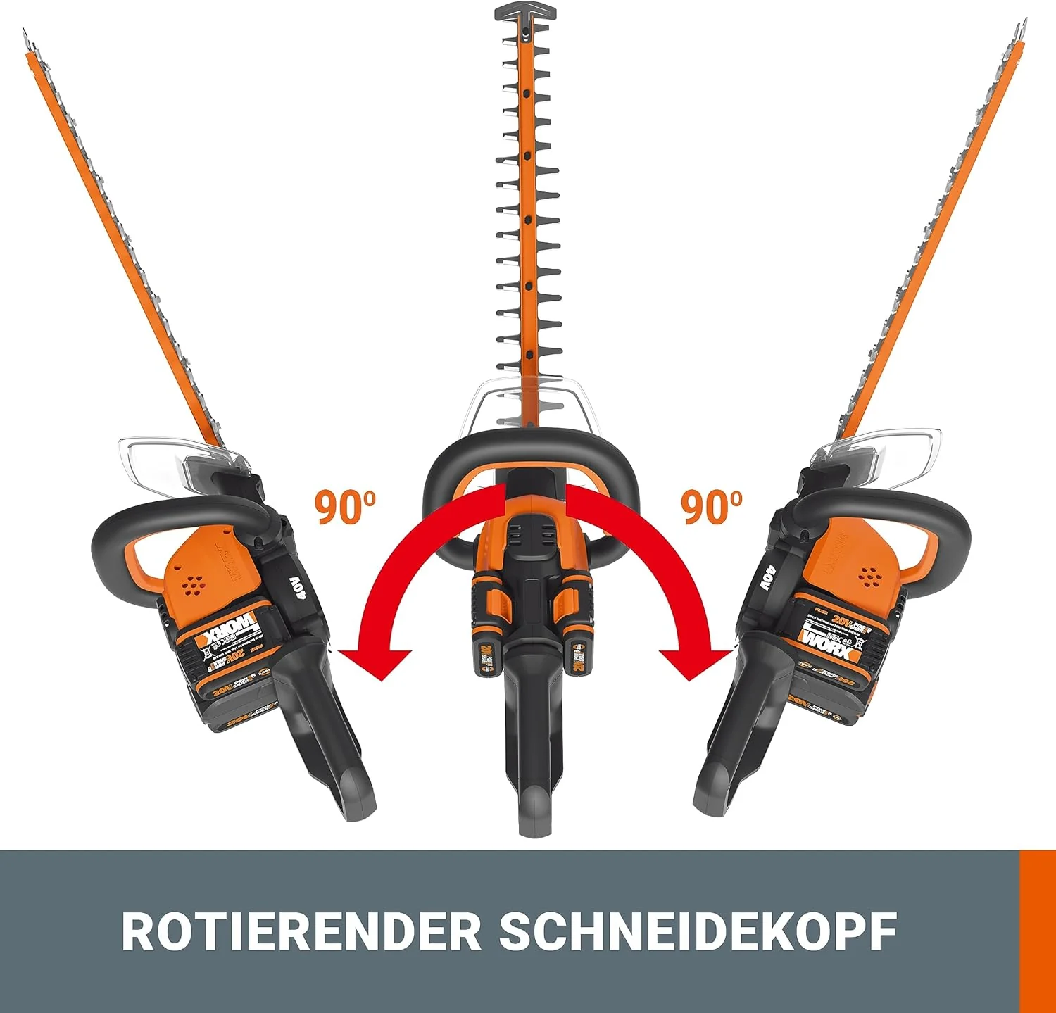 WORX WG286E.9 Nitro Tagliasiepi a batteria professionale 40V – taglio preciso anche ad angoli difficili – potente motore brushless – lunghezza di taglio 58cm – distanza tra i denti 27mm – senza batteria e caricabatterie