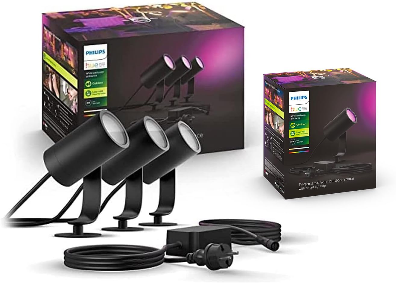 Philips Hue White & Color Ambiance Lily Gartenspot [nur Erweiterung], erfordert Hue Bridge + Base Kit (separat erhältlich), funktioniert mit Alexa, Google Assistant und Apple Homekit