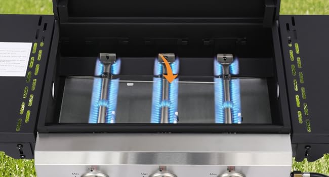3 Burner Gas Grill with Folding Tables