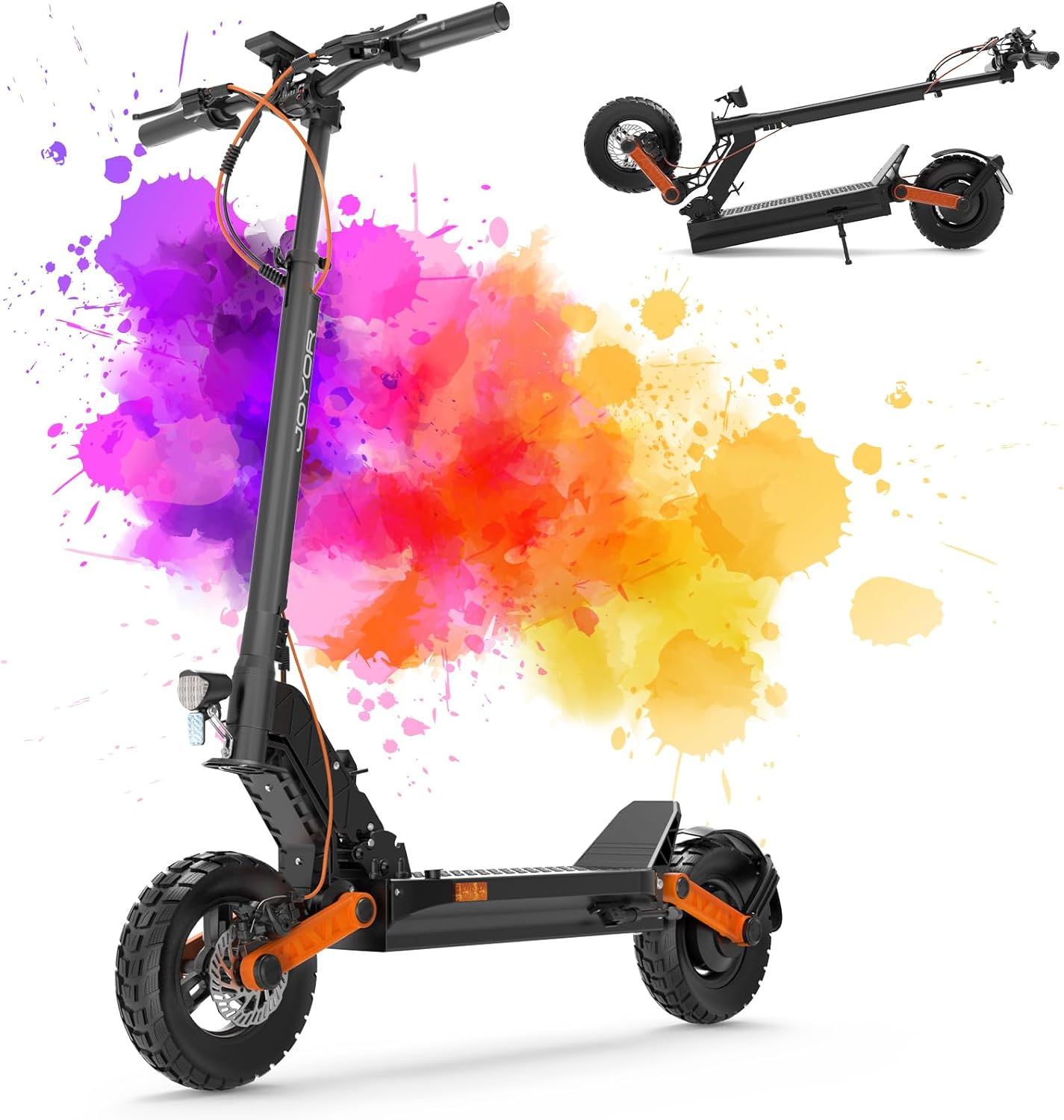 JOYOR E Scooter Roller S/Y/F-Serie, Reichweite von 40-100 km, Escooter 150 kg Tragkraft Einzel/Doppelmotoren, E Roller mit 10-Zoll-Geländereifen
