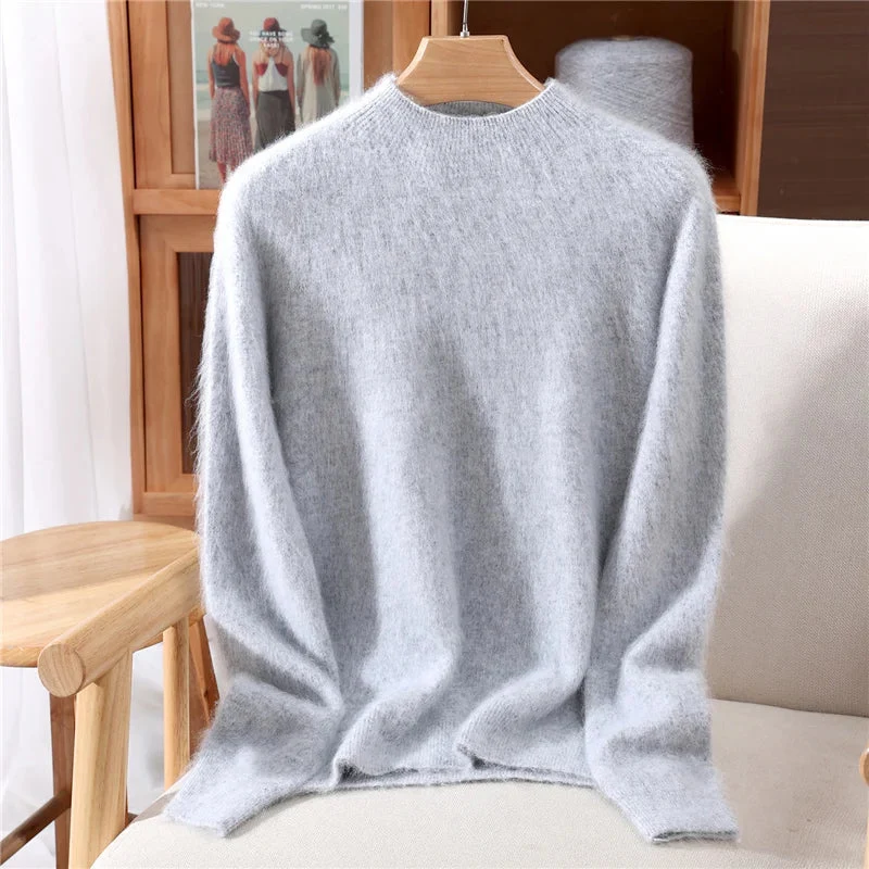 Women��s Soft Knit Sweater Relaxed Fit Mock Neck Design