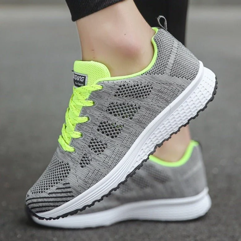 Women��s Breathable Wide-Fit Walking Shoes Lightweight Lace-Up Trainers