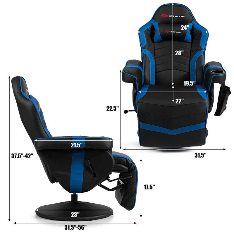 Pu Leather Massage Gaming Chair Ergonomic High Back Racing Style Gaming Recliner With Adjustable Backrest Amp Footrest Cup Holder Side Pouch - Comfortable And Ergonomic Design