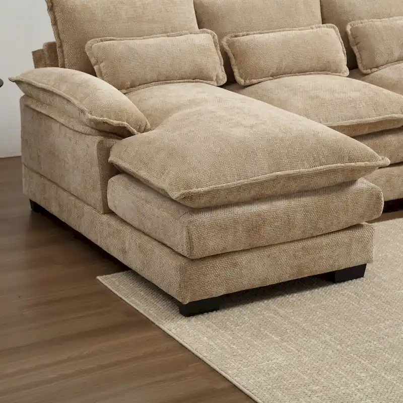 U-Shaped Chenille Sectional Sofa - Reversible Modular Seating