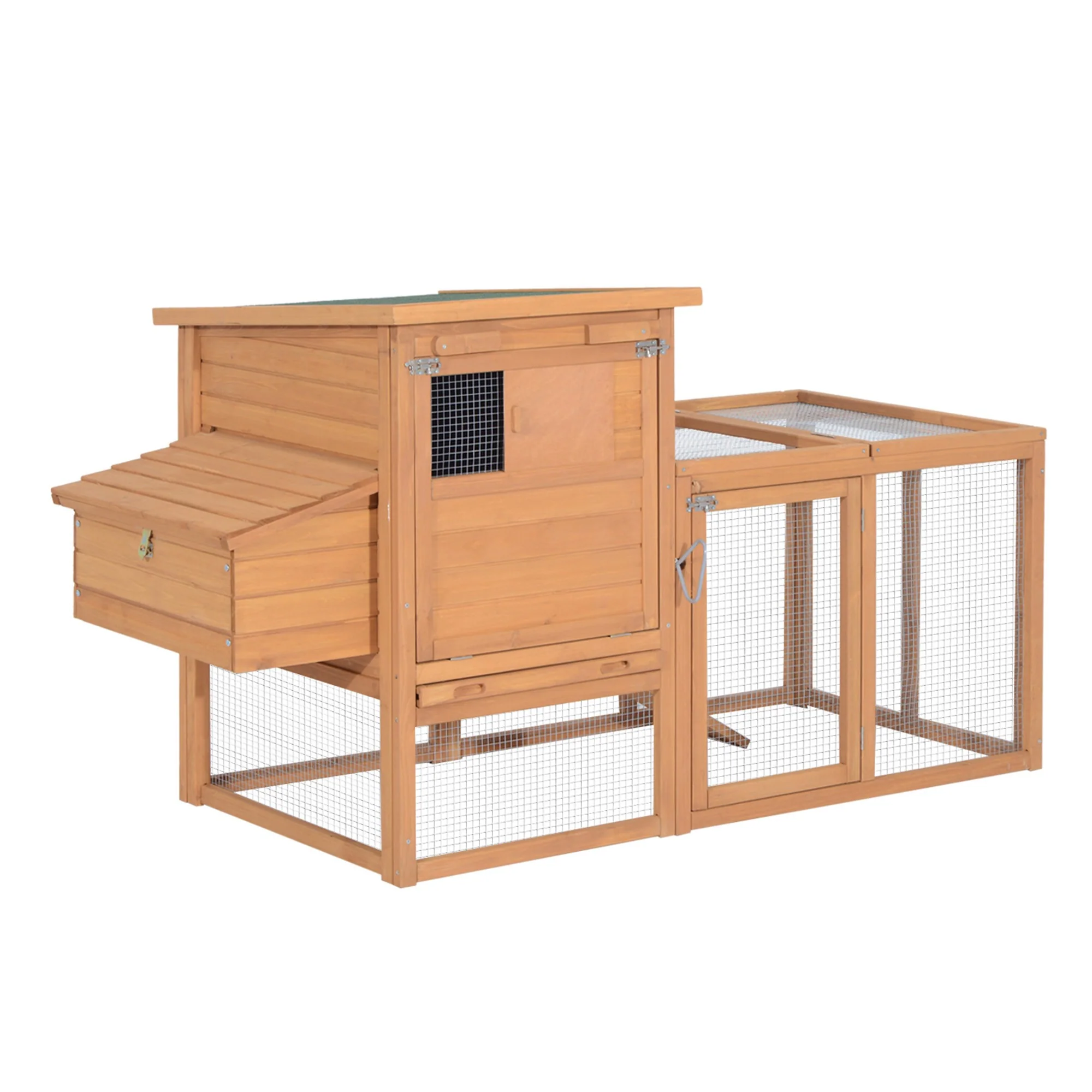 Easycomfort Pollaio da Giardino Gabbie per Galline da Esterno con Zona di Corsa e Nido in Legno 190×81×103cm